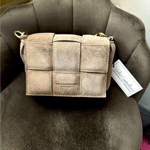 NWT taupe suede shoulder bag with crossbody strap